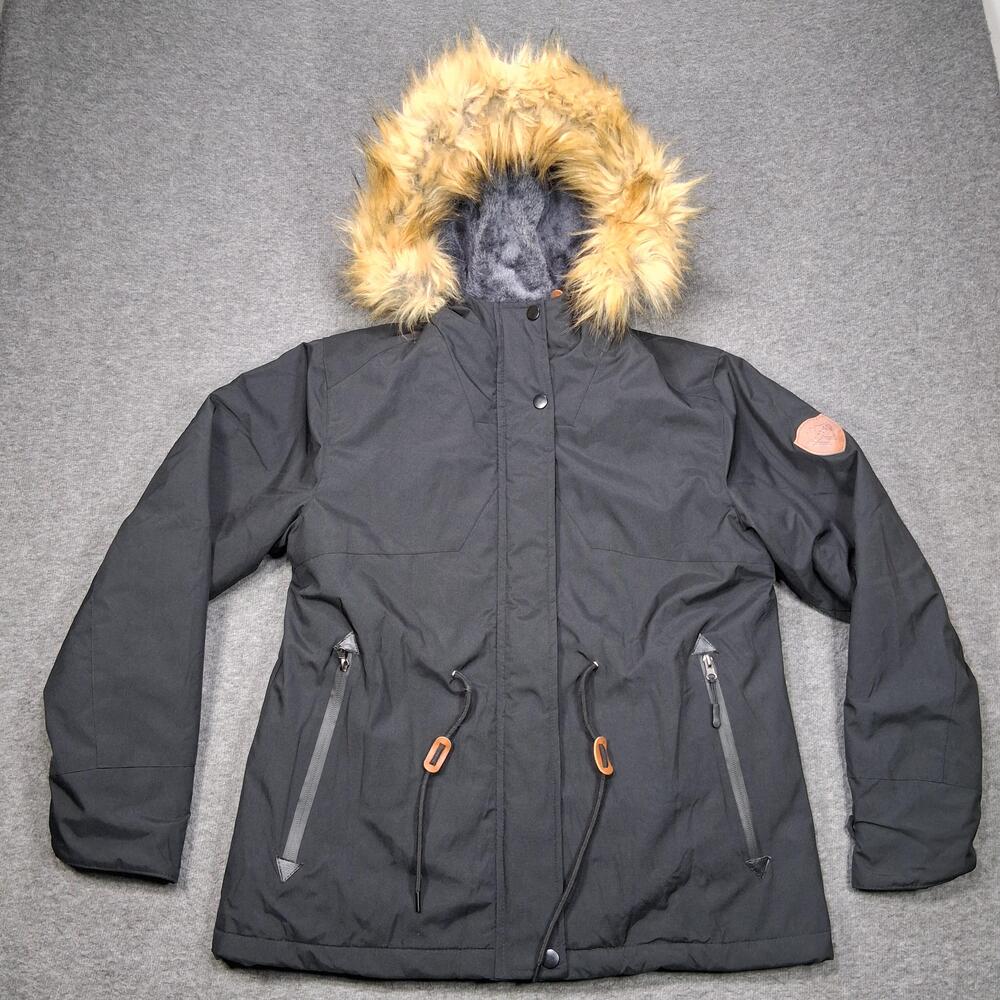 Wantdo Jacket Mens Medium Black Faux Fur Hooded Insulated Parka Winter Coat